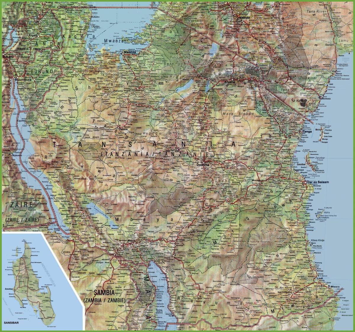 Kat jeyografik nan detay tanzani