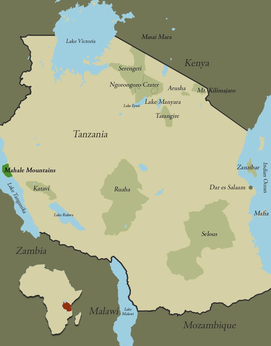 Kat jeyografik nan tanzani mòn