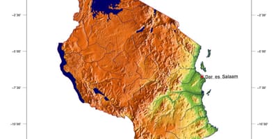 Kat jeyografik nan tanzani elevasyon
