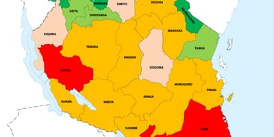Tanzani dansite popilasyon kat jeyografik